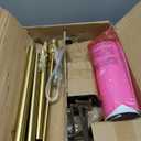 Gold Floor Lamp for Living Room, Tall Standing Lamp 55-65" Adjustable Modern Brass Floor Lamps for Bedroom Reading Office Kids 3 Color Lights Corner Night Stand (9W LED Bulb, White Shade)