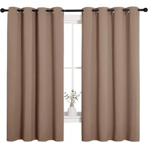NICETOWN Blackout Window Curtains and Drapes for Kitchen, Window Treatment Thermal Insulated Solid Grommet Blackout Drapery Panels (Set of 2, 55 by 68 inches, Cappuccino)