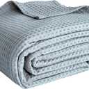 100% Cotton Waffle Weave Throw Blanket, Soft Lightweight Breathable Cozy Blankets for Bed Couch Home Décor All-Season Use (Dusty Blue, 40"x50")