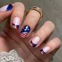 Curvlife Press on Nails Acrylic Fake Nails with AM Design Full Cover False Nails for Women Reusable Nail Kit with Nail Glue Adhesive Tabs (Short)