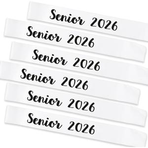 6PCS Senior 2026 Sash, Black Glitter White Finally Graduated 2026 Senior Sashes for Graduation Party Decorations Supplies