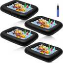 Leitee 4 Pcs Summer Inflatable Serving Bar and a Hand Pump Ice Buffet Serving Tray Inflatable Cooler with Drain Plug Picnic Supplies Ice Holder for Party Food Drink Containers 28 x 22 x 5 Inch(Black)