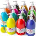 Smallbudi 15 Colors Large Acrylic Paint Set (33.8 oz,1000 ml) Art Painting Bulk Supplies for Multi Surface Canvas Wood Leather Fabric Rock Craft, Non Toxic Paint for Kid & Adult with Pump, Color Wheel, 33.8 Fl Oz