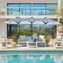 SUPERJARE 13FT Outdoor Umbrella for Patio, Double sided Pool Umbrellas with Fade Resistant Canopy, Large Table Umbrella for Deck, Market, Backyard - Blue & White Stripe