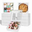 50pcs 9x9x2.5 Inches White Bakery Boxes - Cookies, Pie, Chocolate Covered Strawberries, Breakable Heart, Charcuterie Boxes for Valentine's & Christmas