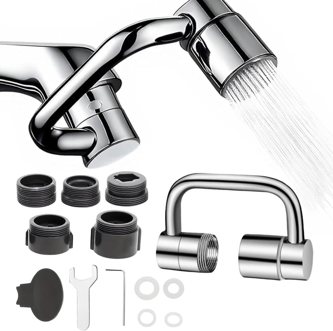 Universal Sink Faucet 1440 Rotatable Faucet Extension, U Shaped Faucet Extender, 2 Spray Modes, Suitable for Kitchen, Bathroom