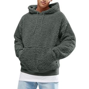 Runcati Mens Fuzzy Sherpa Pullover Hoodie Sweatshirts Long Sleeve Sport Front Pocket Military Fall Outwear Winter Hooded (X-Large, 01 Dark Green)