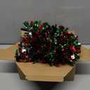 50FT Christmas Tinsel Garland, Red Green&Silver Metallic Twist Shiny Hanging Garland Ornaments for Christmas Tree, Party Supplies Thick Metallic Xmas Streamers