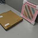 10x10 Picture Frame with Mat for 8x8, Wavy Edge Wooden Real Glass Photo Frame for Tabletop and Wall Hanging, Pink, 1 Pack