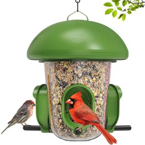 LONA Bird Feeders for Outdoors Hanging  3 Separate Compartments, 3 Feeding Ports, Weatherproof Dome & 3 Ways to Hang, Large Capacity for Cardinals/Finches (Green (Normal)