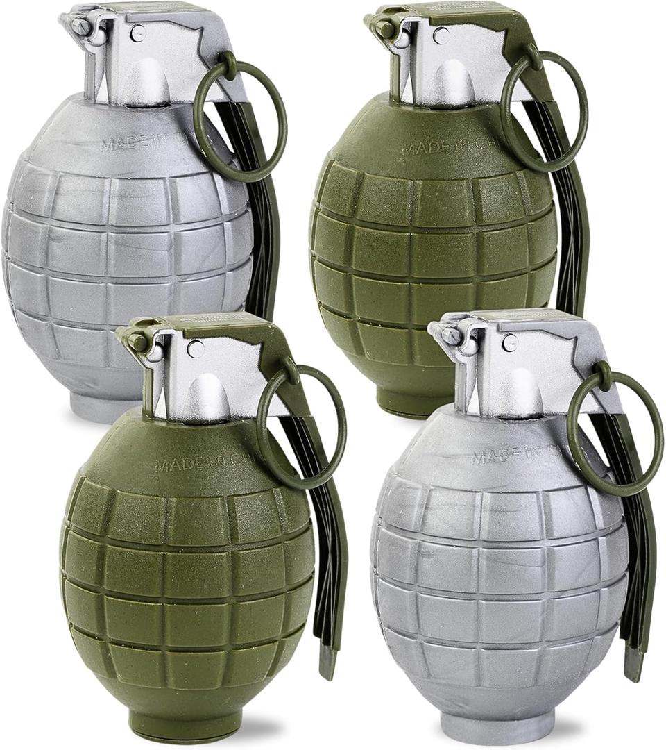 Liberty Imports 4 Pack Kids Toy Military Army Pretend Play Plastic Hand Grenades with Realistic Sound Effects