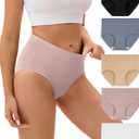 INNERSY Women's Underwear Cotton Soft Underwear High Waisted Breathable Briefs 5 Pack (Large)