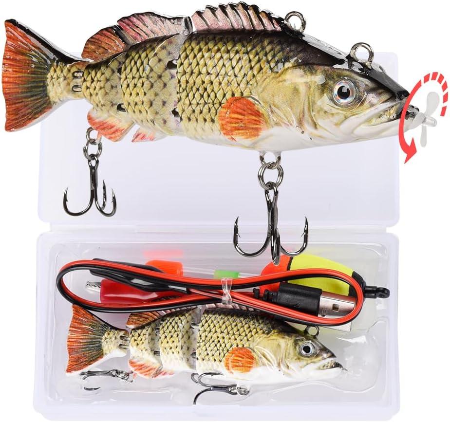 Robotic Swimming Lure 3.9 Electronic Lures USB Rechargeable LED Light 4 Segment Multi Jointed Swimbait Fishing Tackle for Bass Trout Pike (Common Shad)
