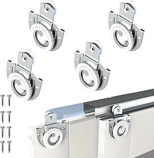 LITGURU 4 Piece Sliding Wardrobe Door Hardware Set, Sliding Closet Door Roller Kit to Allow Wardrobe Cabinet Doors to Slide Smoothly and Quietly with Screws (#1, 2)