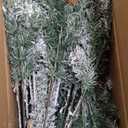 Pre-Lit Christmas Tree 6ft Snow Flocked, Artificial Spruce, 350 Clear Lights, Feel Real Hinged Xmas Trees