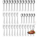 Spoons and Forks Set, Set of 30 Top Food Grade Stainless Steel Forks and Spoons Silverware Set, Kitchen Utensils Forks (8 Inch) and Spoons (6.69 Inch) Cutlery Set, Mirror Finish & Dishwasher Safe