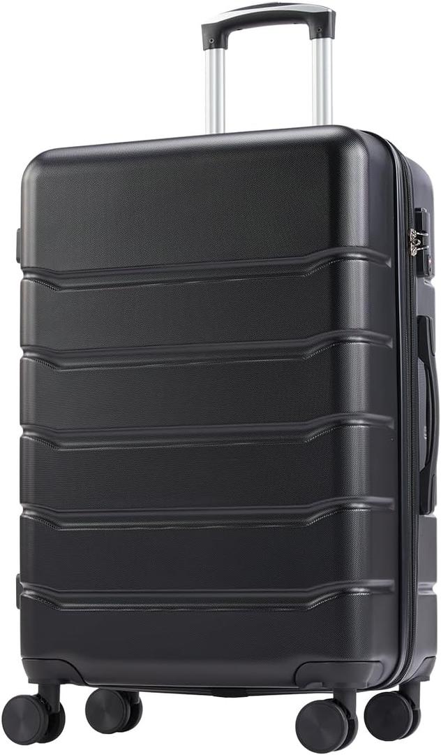 NEWBULIG 20 Inch Carry on Luggage, Lightweight Expandable Rolling Suit Case with TSA Lock, Hard Shell ABS Suitcase with Double Spinner Wheels, Black
