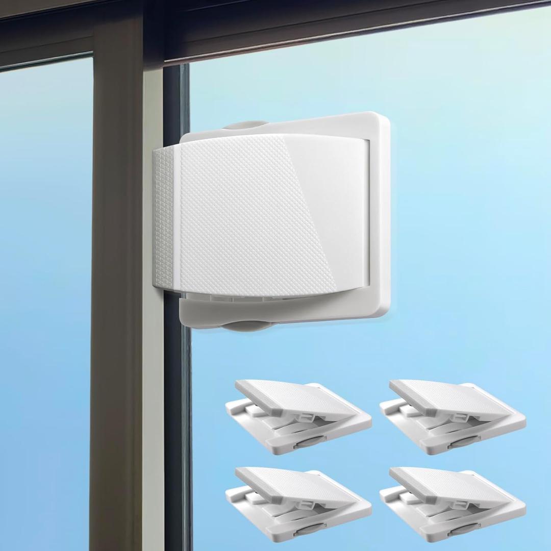 Sliding Door Lock, 4 Pack Child Safety Sliding Glass Door Lock for Sliding Glass Doors, Sliding Windows, Sliding Closet, etc. Easy to Installation Provides More Security for Your Baby and Pets (Gray)