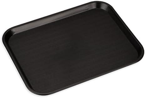 Carlisle FoodService Products Fast Food Cafeteria Tray 14" x 18", Durable Polypropylene with Slip-Resistant Surface, Stackable for Cafes and Schools, BPA-Free, Black Pack Of 2