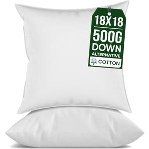 18x18 Pillow Inserts Set of 2 , Soft Hypoallergenic Down Alternative Throw Pillow Inserts 18 X 18 , Throw Pillows for Couch, Sofa Pillow Filling Stuffing for Decorative Covers, Pillow Forms 18x18