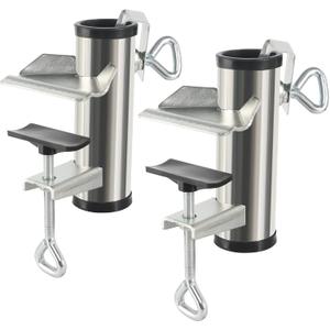 2pcs Heavy Duty Umbrella Clamp Galvanised Thickening Adjustable Deck Umbrella Mount Patio Balcony Railing Umbrella Holder for Deck Railing Bench Chair Clamp Beach Fishing Fence Benches Deck Tailgates