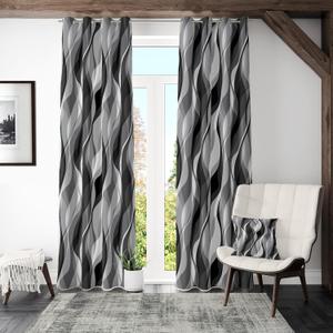 weesire Black and White Curtains Modern Striped Decorative 50% Light Blocking Darkening Grommet Grey Curtain for Living Room Villa, Bedroom Gray and White 2 Panels Set, 52x63 Inches