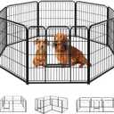 Smug Heavy-Duty Iron Dog Playpen  8 Panel 24 Durable, Rust-Resistant Pet Fence for Indoor & Outdoor Use, Secure & Spacious Pet Play Area for Dogs, Puppies & Small Animals (Black)
