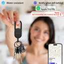 Keychain, Key Finder Built-in Anti-Loss Tracker, Heavy Duty Key Holder, Premium Stainless Steel Keychain Carabiner Car Key Chains with GPS Global Locator Tracking Waterproof (Black)