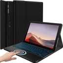 Wineecy Backlit Keyboard Case for Microsoft Surface Pro - 7 Plus/7/6/5/4 12.3 Inch Tablet, 7 Color Backlight Smart Touchpad Detachable Wireless Keyboard with PU Premium Folio Case