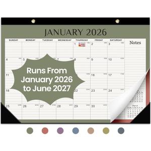 2026 Desk Calendar, 18-Month Calendar Runs from January 2026 to June 2027, 17" x 12" Desktop or Wall Calendar, Perfect Monthly Calendar Planner for Home, Office, or School - Boho Colors