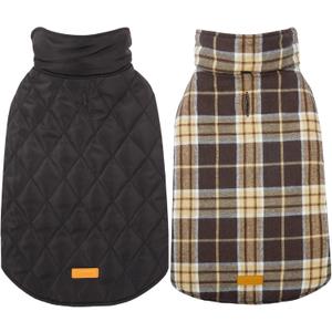 Kuoser Warm Dog Coat, Waterproof Dog Jacket for Extra Dogs, Adjustable Durable XL Doggie Winter Coat Reversible Cozy Puppy Cold Weather Apparel Breed, New Brown, XL