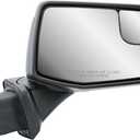 Replacement Passenger Right Side Door Mirror Textured Black and Chrome Cover Power Heated Glass Manual Folding with Blind Spot Glass For GMC Sierra 1500 from 2019 to 2024