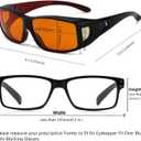Eyekepper 100% Blue Light Reduction,Fitover Anti-Blue Blocking Computer Glasses Amber Lenses Black Red