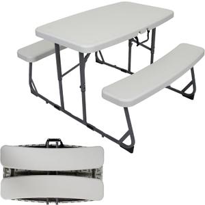 Stansport Compact Portable Kids Picnic Table Foldable Space-Saving Design with Locking Legs Lightweight Childrens Picnic Set for Travel, Parks, Campsite Durable Steel Frame & Easy Clean Surface