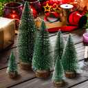6pcs Mini Christmas Trees Decor, Artificial Bottle Brush Tabletop Trees, 4 Size Holiday Decoration for Xmas (Green)
