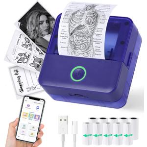 cudinham Print Pods Mini Printer, Sticker Printer with 10 Rolls Thermal Printing Paper, Inkless Pocket Printpod for Phone, Impresora Porttil for Notes, DIY, Compatible with iOS & Android (Purple)