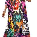 Nidoul Kaftan Dresses for Women Plus Size Bathing Suit Cover Up Long Swimsuit Coverup Swim Summer Beach Caftans Loungewear (Black Leopard), One Size