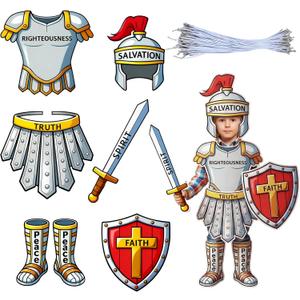 Cuffbow 12 Set the Full Armor of God Kids Knight Armor Costume Set Medieval Role Play with Helmet Shield Sword Belt Chest Piece Accessories for Kids Pretend Role Adventurer Medieval-themed Events