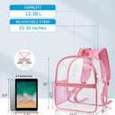 Paxiland Clear Backpack Stadium Approved 12126 with Reinforced and Wider Shoulder Straps, Small Clear Bag for Schools, Concerts, Work, Festivals and Sporting Events - Pink