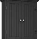 ChooChoo Bathroom Wall Cabinet, Over The Toilet Space Saver Storage Cabinet, Medicine Cabinet with 2 Door and Adjustable Shelves, Cupboard (Black) (1 Pack)