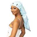 Esha Girl - Shower Cap for Extra Long Hair, Braids, Locs, Twists Waterproof Snug Fit Guarantees No Leaks Easy Button Up (Light Blue, X-Long (30" x 9"))