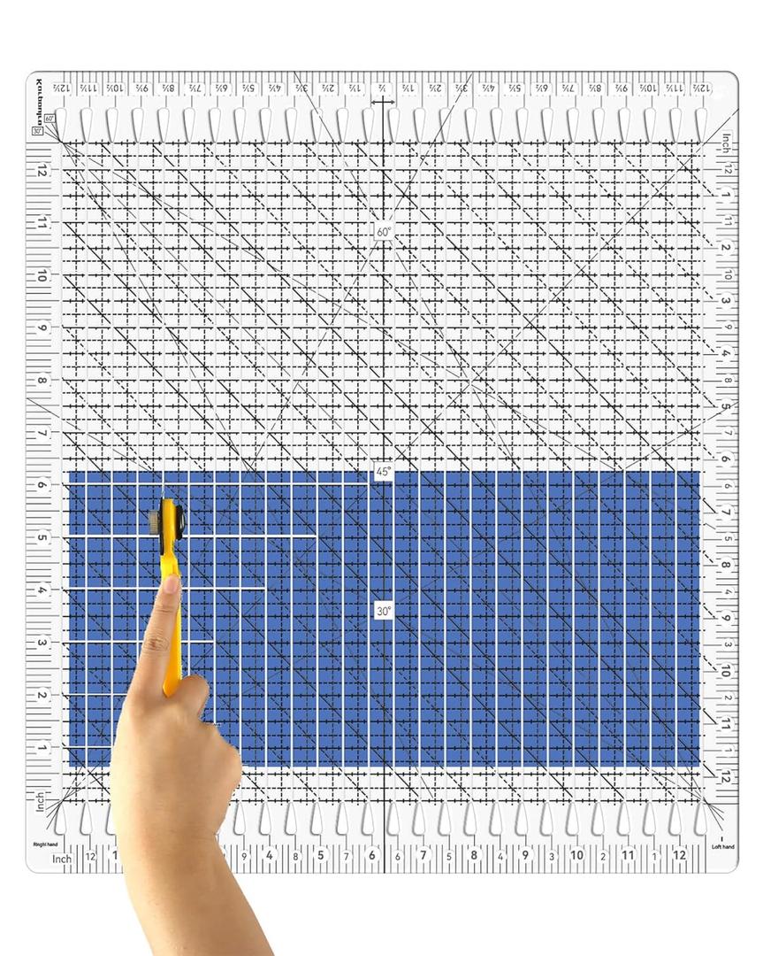 Quilting Ruler- 12.5 * 12.5" Slotted Rulers for Quilting and Sewing Quilt Strip Rulers for Fabric Precise Cutting (White)