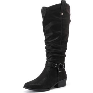 Luoika Women's Extra Wide Calf Knee-High Boots (Blackpu 109), Size: 8 X-Wide