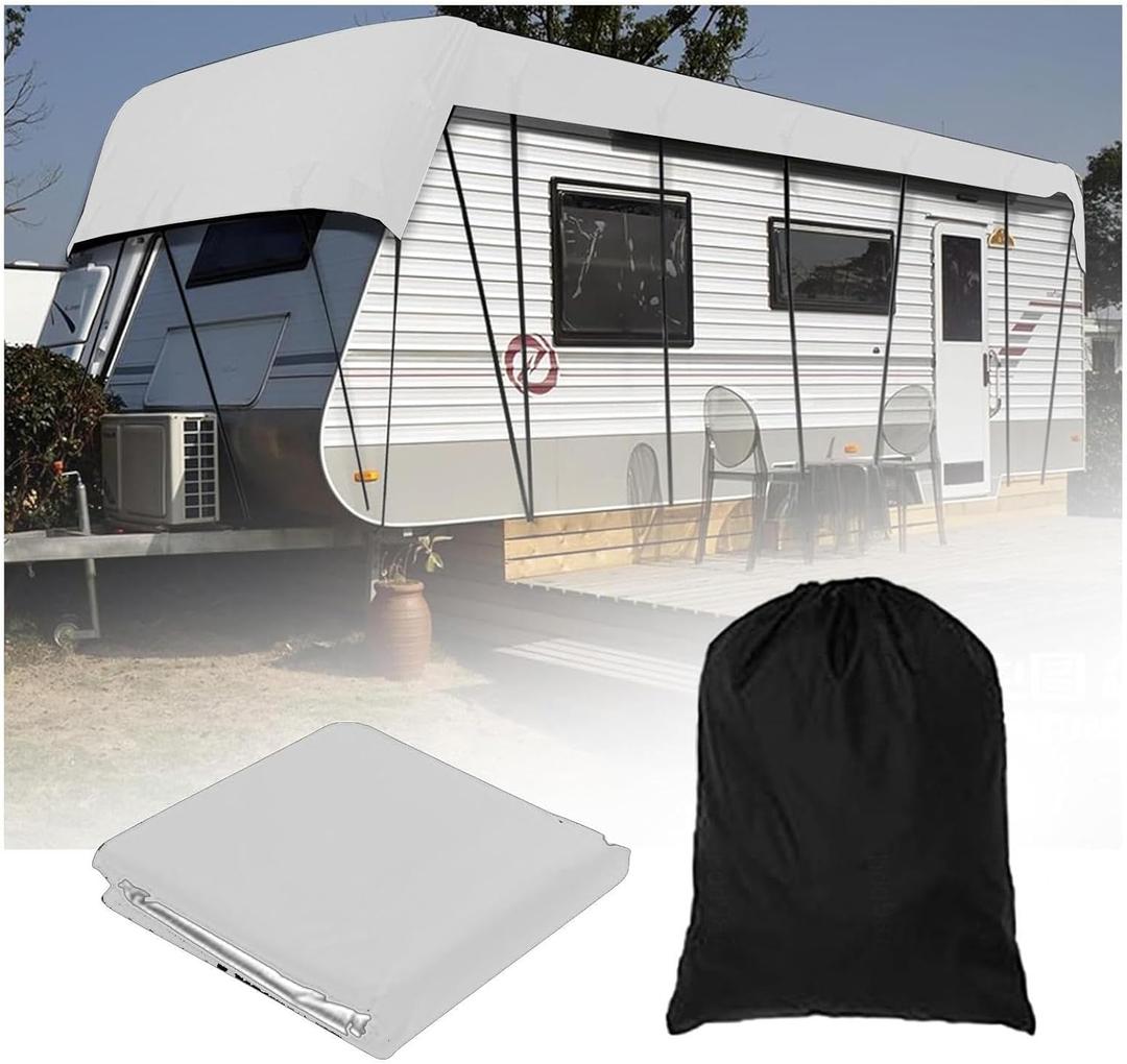 Class C RV Cover - 210D Oxford Cloth, Wind, Rain and Snow Proof, Waterproof Camper Cover, Grey - 6.5m3m (Gray)