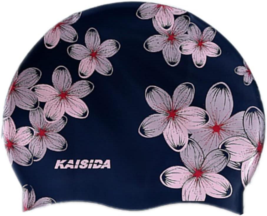 Swim Cap Women, Silicone Swimming Caps for Long Hair Anti Slip Waterproof Swim Caps for Womens Adult, Comfortable Bathing Cap Swimming Hats Fit for Curly Short Medium Long Thick Hairs Blue, One Size