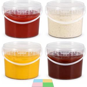 4 Pack 1.6 Gallon Plastic Bucket with Lid, Round Food Grade Large Storage Container for Water, Paint, Ice & Daily Use