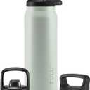 ZULU Base 40oz Stainless Steel Water Bottle with 3 Lids- Straw, Chug, Twist | Double Walled and Vacuum Insulated Metal Thermos | For Gym, Outdoor | Built in Carry Loop, Dishwasher Safe, Sage