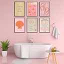 2 x Pink Beach Preppy Canvas Wall art Summer Starfish Shells Postcard Pictures Paintings Pre-College Students Vacation Aesthetics Posters Prints for Girls Apartment Dorm Home Bathroom Decoration Unframed (8x10Poster)