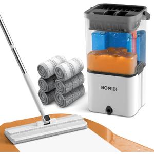 Mop and Bucket Set, Flat Microfiber Mops for Floor Cleaning, Wall Cleaner Mop and Bucket System with Wringer, Wet and Dry Use