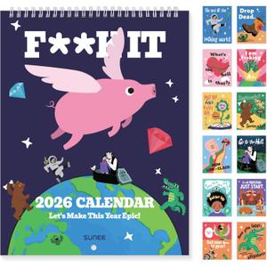 3 x Funny White Elephant Gag Gift Calendar 2026, Fu-ck It Again Swear Wall Calendar for Tired-Ass Women, From Jan 2026 to Dec 2026, 8.5"x11"
